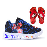 Kit Tenin Infantil Led Chinelo Homem Aranha Personagem