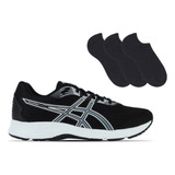 Kit Tênis Asics Raiden 4 Masculino 3 Pares De Meias Pretas