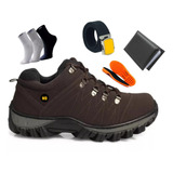 Kit Tênis Coturno Adventure Cano Baixo Carteira Meia Cinto 