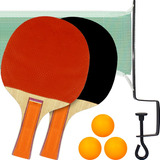 Kit Tênis De Mesa 2 Raquetes 3 Bolinhas Ping Pong E Rede