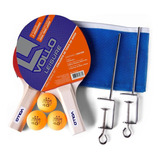 Kit Tênis De Mesa Vt710 r Vollo C 2 Raquetes 3 Bolas E Rede