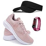 KIT Tenis Feminino Academia E Caminhada Ultra Leve Relógio Digital Boné Viseira Rosa 37