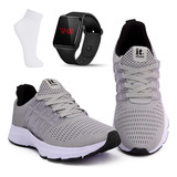 Kit Tenis Feminino Academia Relógio Digital Led Meia