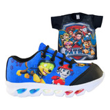 Kit Tenis Infantil De Led Patrulha Canina Camisa Novo
