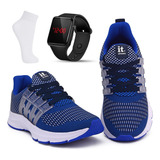 Kit Tenis Masculino Academia Relógio Digital Led Meia
