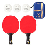 Kit Tenis Mesa Completo 2 Raquetes 6 Estrelas Capa 3 Bolas