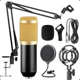 Kit Teoliver Microfone Bm800 Condensador Unidirecional Cabo Xlr p2 Pop Filter Aranha Anti Choque Espuma Proteção Prendedor Mesa Braço Articulado Gravação Estúdio Profissional Studio Podcast Youtube