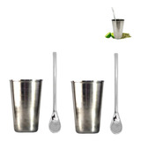 Kit Tereré 02 Cuia Copo De Inox 200 Ml E Bomba Tradicional