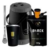Kit Tereré Black Erva Mate Garrafa Copo Alumínio Bomba Inox
