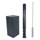 Kit Tereré Black Inox Copo Cuia Quadrado Bomba V6 Premuim