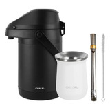 Kit Terere Chacal Bomba Cuia Garrafa Térmica Preta Branco