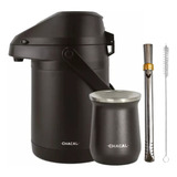 Kit Terere Chacal Bomba Cuia Garrafa Térmica Preta Preta