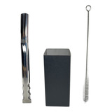 Kit Tereré Copo Cuia Quadrado Preto Bomba V6 Premuim Inox