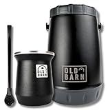 Kit Tereré Old Barn Preto Garrafa 2 5L Cuia Térmica De Alumínio 300ml Bomba Lisa Preta 19cm