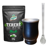 Kit Terere Premium Erva Mate Black Copo Cuia Inox Bomba Inox