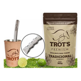 Kit Terere Trots Inox Copo Couro Bomba Chata Erva Premium V8
