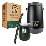 Kit Terere Verde Militar Old Barn Garrafa Bomba Larga Inox