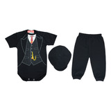 Kit Terninho Bebê Elegante Moda Antiga Calça E Boina