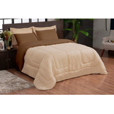 Kit Ternura Casal Queen Edredom Jogo Fronhas Roupa De Cama Cor Marrom palha Desenho Do Tecido Liso