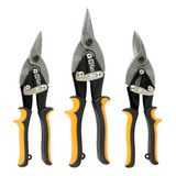 Kit Tesoura Corta Chapa Tipo Aviação Reto Direito Esquerdo Bt100 The Black Tools