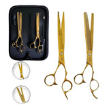 Kit Tesouras Cortar Cabelo Profissional Laser Desfiadeira 7