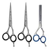 Kit Tesouras Fio Laser Navalha Desbastadeira 6 Mq Hair
