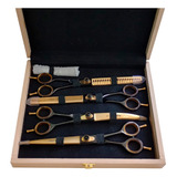 Kit Tesouras Maryam Trading 8 Black Aço 440c Fio Navalha Pet