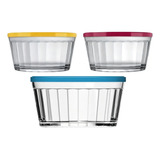 Kit Tigela Americano Bowl Vidro Com Tampa 600ml 3 Unidades