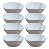 Kit Tigela Bowl Travessa Quadrada Melamina 1100ml 8 Unidades