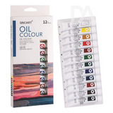 Kit Tinta A Óleo Estojo 12 Cores Bisnaga Sinoart Sfp007