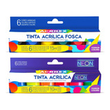 Kit Tinta Acrilica Fosca Acrilex 12 Cores Fashion Colors