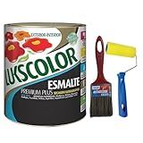 Kit Tinta Base Água Bri Branco 900ml Lukscolor Pincel 2 Polegadas Rolinho 9cm