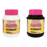 Kit Tinta Branco E Preto Pva Artesanato Fosca Acrilex 100ml