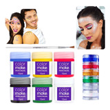 Kit Tinta Facial Color Make 06 Cores 6 Cor Glitter Pincel