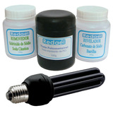 Kit Tinta Fotossensível Azul Layout Lampada Uv luz Negra 