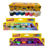 Kit Tinta Guache Tempera 24un Radex Pasteis Neon Escolar