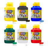 Kit Tinta Guache Tempera Escolar 6 Cores 250ml Infantil Arte