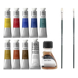 Kit Tinta Oléo Profissional 8 Cores Pincel P Tela Importada