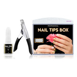 Kit Tips Postiças Alongamento Unhas 100 Un Cola Alicate Lixa