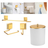 Kit Toalha De Banho Rosto Suporte Papel Lixeira Dourado 3m