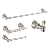 Kit Toalheiro E Ganchos Papeleira Penduradores Em Metal 4pcs