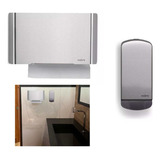 Kit Toalheiro Papel Saboneteira Sabonete Liquido Inox