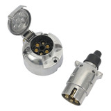 Kit Tomada Alumínio Engate Cromada 6polos Reboque Carretinha