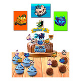 Kit Topo De Bolo 3 Quadros De Frutas 80 Tags Blox Fruits