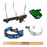 Kit Torelli Rack 3 Hastes Tamborim Bloco Pandeirola
