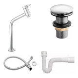 Kit Torneira Link Inox Engate 40cm Sifão Válvula Click 7 8