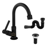 Kit Torneira Pia Lavatorio Abs Sifao Valvula 7 8 Preto