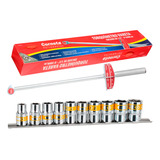Kit Torquímetro Vareta Corneta 1 2 300nm Soquete 10 Peças
