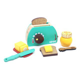 Kit Torradeira De Madeira Comidinha De Brinquedo 8 Peças