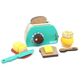 Kit Torradeira De Madeira Comidinha De Brinquedo 8 Peças